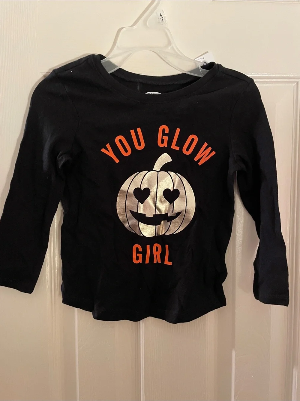 Girls Black Halloween Pumpkin Long Sleeve Tee toddler 2t NWT Old Navy